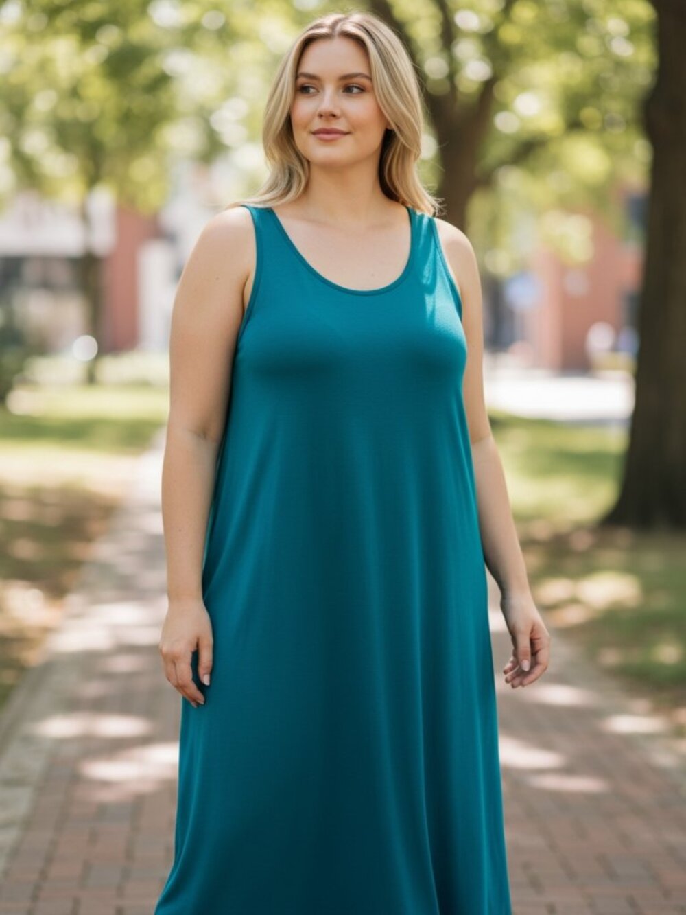 Terra & Sky Ribbed Tank Dress Bundle Lot of 2 - Teal & Magenta Plus Size 0X 14W - Picture 2 of 14
